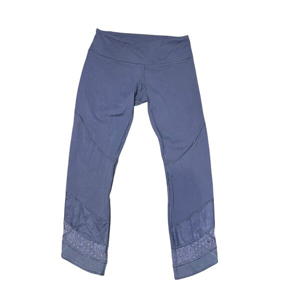 Lululemon Blue Purple Crop Leggings Size 6 - Picture 1 of 4